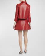 Image 3 of 6: Valentino Garavani Evolution V-Logo Nappa Leather Mini Skirt