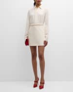 Image 5 of 6: Valentino Garavani Braided Waist Solid Crepe Mini Skirt