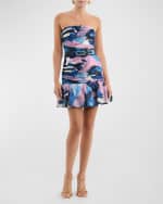 Image 2 of 5: REBECCA VALLANCE Francois Ruched Strapless Flounce Mini Dress