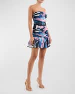 Image 4 of 5: REBECCA VALLANCE Francois Ruched Strapless Flounce Mini Dress