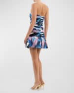 Image 3 of 5: REBECCA VALLANCE Francois Ruched Strapless Flounce Mini Dress