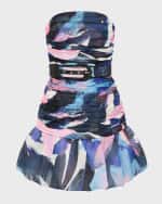 Image 1 of 5: REBECCA VALLANCE Francois Ruched Strapless Flounce Mini Dress