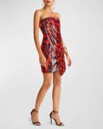 Image 4 of 5: Halston Ari Strapless Animal-Print Sequin Mini Dress