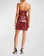 Image 3 of 5: Halston Ari Strapless Animal-Print Sequin Mini Dress