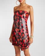 Image 5 of 5: Halston Ari Strapless Animal-Print Sequin Mini Dress