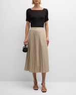 Image 5 of 6: Emporio Armani Pleated Cotton Poplin Midi Skirt