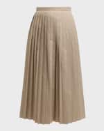 Image 1 of 6: Emporio Armani Pleated Cotton Poplin Midi Skirt