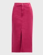 Image 1 of 6: Emporio Armani Denim Straight Midi Skirt