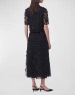 Image 3 of 4: Carolina Herrera Embellished Midi Skirt with Floral Applique Details