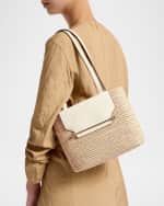 Image 2 of 4: STRATHBERRY Basket Raffia & Leather Shoulder Bag