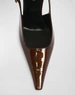Image 4 of 6: Saint Laurent Stone Glossy Slingback Pumps