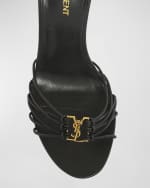 Image 4 of 6: Saint Laurent Jota Strappy YSL Ankle-Wrap Sandals