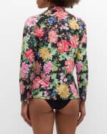 Image 3 of 5: Johnny Was Metalli Notte Long-Sleeve Rashguard Swim Top