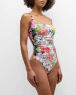 Image 2 of 5: Johnny Was Metalli Mix Ruched One-Piece Swimsuit