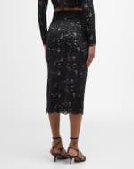 Image 4 of 6: Le Superbe Liza Garden Rose Lace Midi Skirt