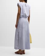 Image 3 of 5: Finley Sydney Striped Cap-Sleeve Crop Top