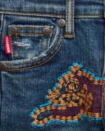 Image 2 of 2: Icecream Boy's Jeans W/ Embroidered Cat, Size 2-10