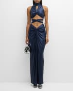 Image 7 of 7: LAPOINTE Twisted Coated Jersey Wrap Bra Top