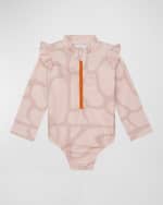 Image 1 of 2: Mon Coeur Girl's Giraffe-Print One-Piece Rash Guard, Size 3M-24M