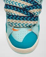 Image 4 of 6: Lanvin Boy's Curb Chunky Leather Low-Top Sneakers, Kids