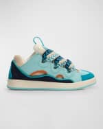 Image 1 of 6: Lanvin Boy's Curb Chunky Leather Low-Top Sneakers, Kids