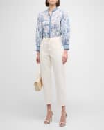 Image 5 of 6: Alice + Olivia April Pleated Blouson-Sleeve Top