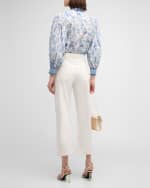 Image 3 of 6: Alice + Olivia April Pleated Blouson-Sleeve Top