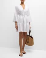 Image 2 of 6: Heidi Klein White Bay V-Neck Belted Mini Dress