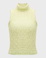 Image 1 of 6: FRAME Mesh Mock-Neck Top