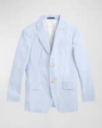 Image 1 of 2: Ralph Lauren Childrenswear Boy's Seersucker Tailored Sport Coat, Size 8-16