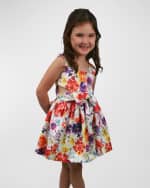 Image 2 of 3: Helena Girl's Cutout Bow Floral Sundress, Size 7-14