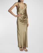 Image 5 of 6: JW Anderson Draped Waist Silk Maxi Column Skirt