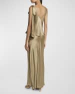 Image 3 of 6: JW Anderson Draped Waist Silk Maxi Column Skirt