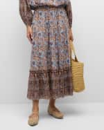 Image 2 of 6: Ulla Johnson Paige Woven Tiered Midi Skirt with Pockets