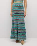 Image 2 of 6: Ulla Johnson Rosen Multicolor Knit Maxi Skirt