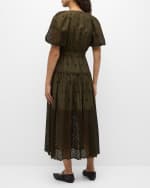 Image 3 of 6: Ulla Johnson Nova Short-Sleeve Eyelet Maxi Dress