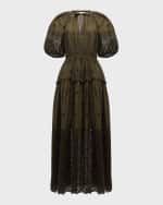 Image 1 of 6: Ulla Johnson Nova Short-Sleeve Eyelet Maxi Dress