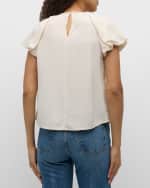 Image 5 of 6: Ulla Johnson Astra Short Puff-Sleeve Top