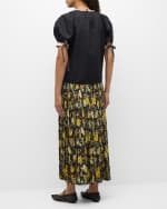 Image 4 of 6: Ulla Johnson Amara Short-Sleeve Embroidered Tie-Cuff Poplin Top