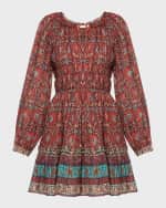 Image 1 of 6: Ulla Johnson Val Printed Long-Sleeve Mini Dress