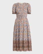 Image 1 of 6: Ulla Johnson Ilana Puff-Sleeve Midi Dress