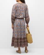 Image 4 of 6: Ulla Johnson Silva Puff-Sleeve Split-Neck Peasant Blouse