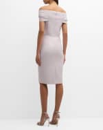 Image 3 of 6: Rickie Freeman for Teri Jon Off-Shoulder Metallic Jacquard Midi Dress