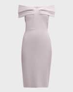 Image 1 of 6: Rickie Freeman for Teri Jon Off-Shoulder Metallic Jacquard Midi Dress