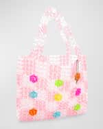 Image 1 of 2: Bari Lynn Girl's Beaded Checkerboard Floral Tote