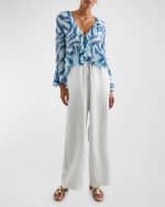 Image 3 of 4: Rails Nicoletta Watercolor Stripe Ruffle Blouse