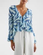 Image 1 of 4: Rails Nicoletta Watercolor Stripe Ruffle Blouse