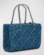 Image 4 of 6: Tory Burch Fleming Mini Denim Chain Tote Bag