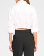 Image 3 of 3: STAUD Lisa Tie-Front Cotton Shirting Crop Top