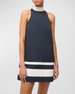 Image 3 of 3: STAUD Finn Neck-Tie Colorblock Halter Mini Shift Dress